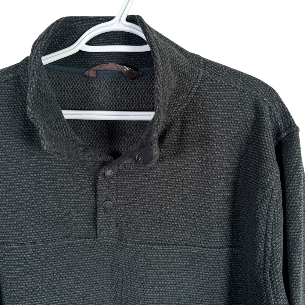 Mountain Khakis Waffle Knit Pullover Henley Sweater 1/4 Snap Mens‎ XL Dark Gray